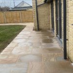 Sandstone patio installation in hertfordshire